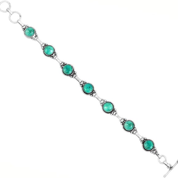 Round Shape Natural & Synthetic Gemstones Silver Plated Bracelets for Women - Vi - Picture 3 of 6